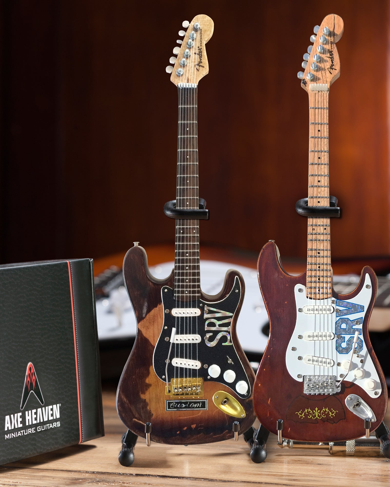 Stevie Ray Vaughan SRV Set of 2 Signature Fender Mini Guitar