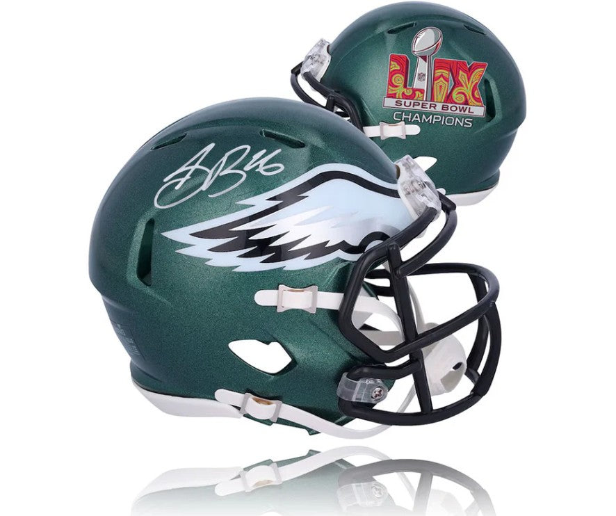 autograph football helmet Autographed Saquon Barkley Philadelphia Eagles Super Bowl LIX Champions Football Helmet