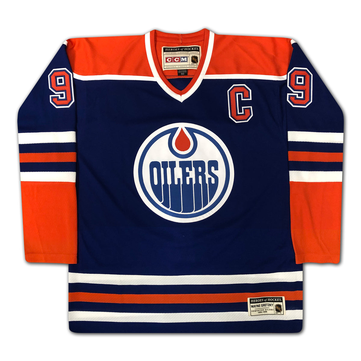 Upper Deck Wayne Gretzky Edmonton Oilers Autographed Blue Heroes of Hockey  CCM Jersey