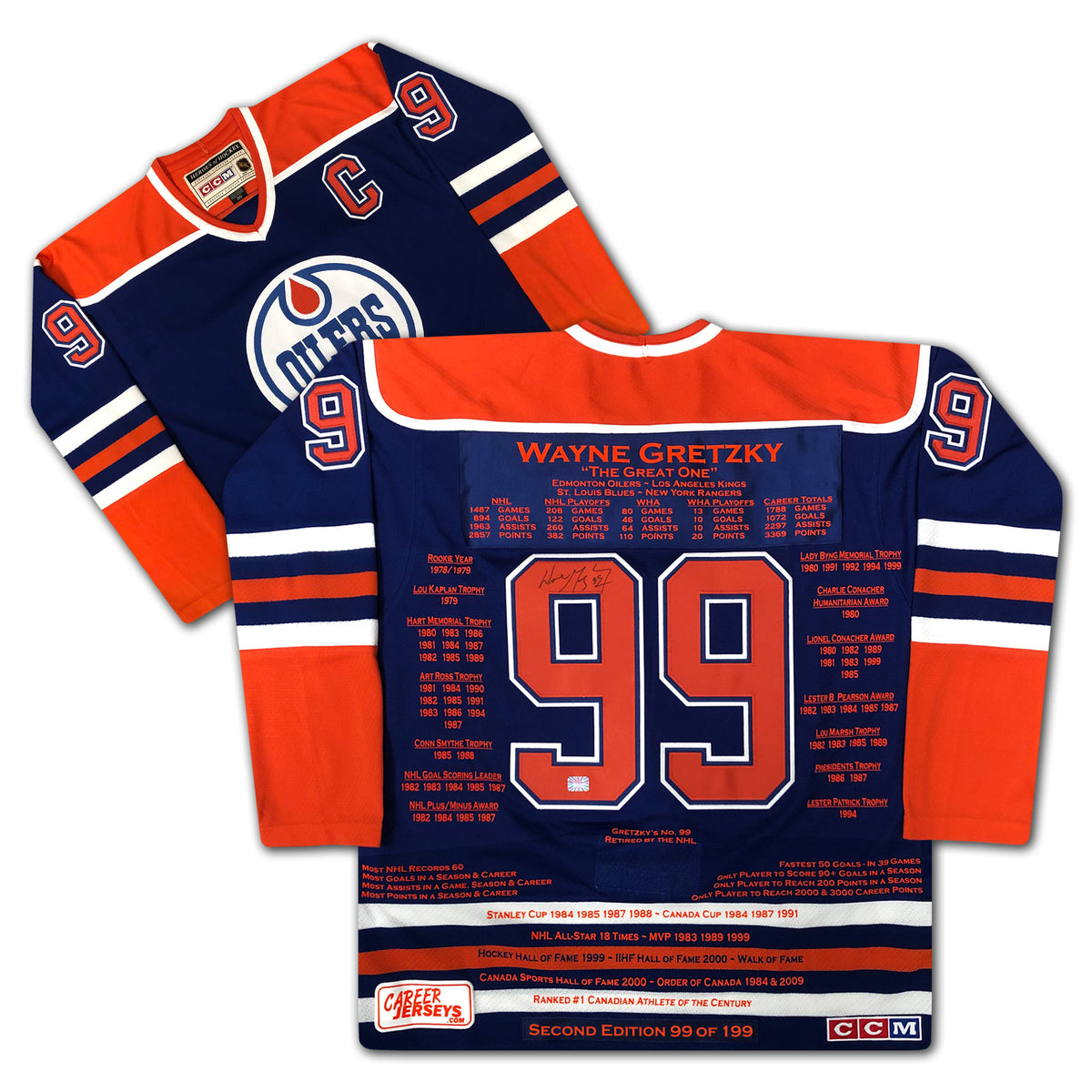 Limited Edition Wayne Gretzky Signed Edmonton Oilers 99 Career