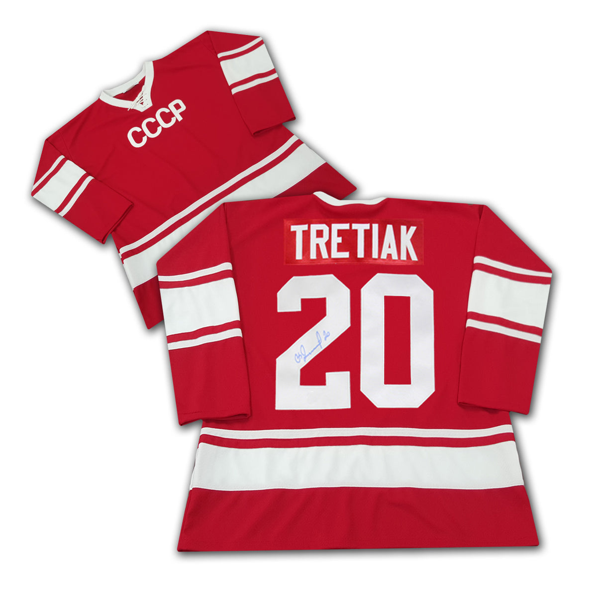Vladislav Tretiak Signed CCCP Red Hockey Jersey – Franklin Mint