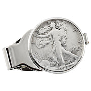 Silver Walking Liberty Half Dollar Silvertone Coin Money Clip