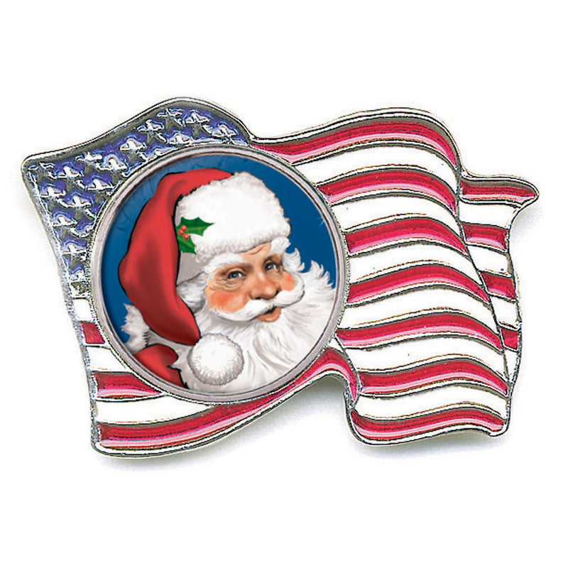 Santa Colorized Quarter Flag Pin 