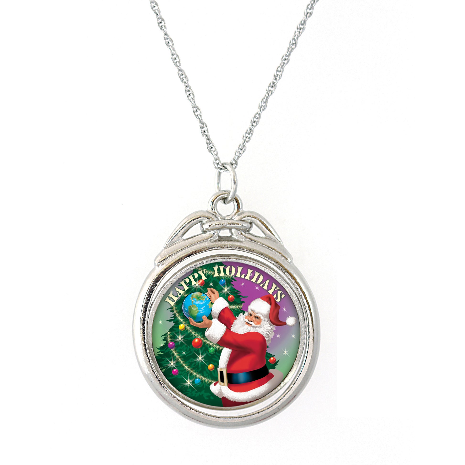 Happy Holidays Colorized JFK Half Dollar Spinner Coin Pendant
