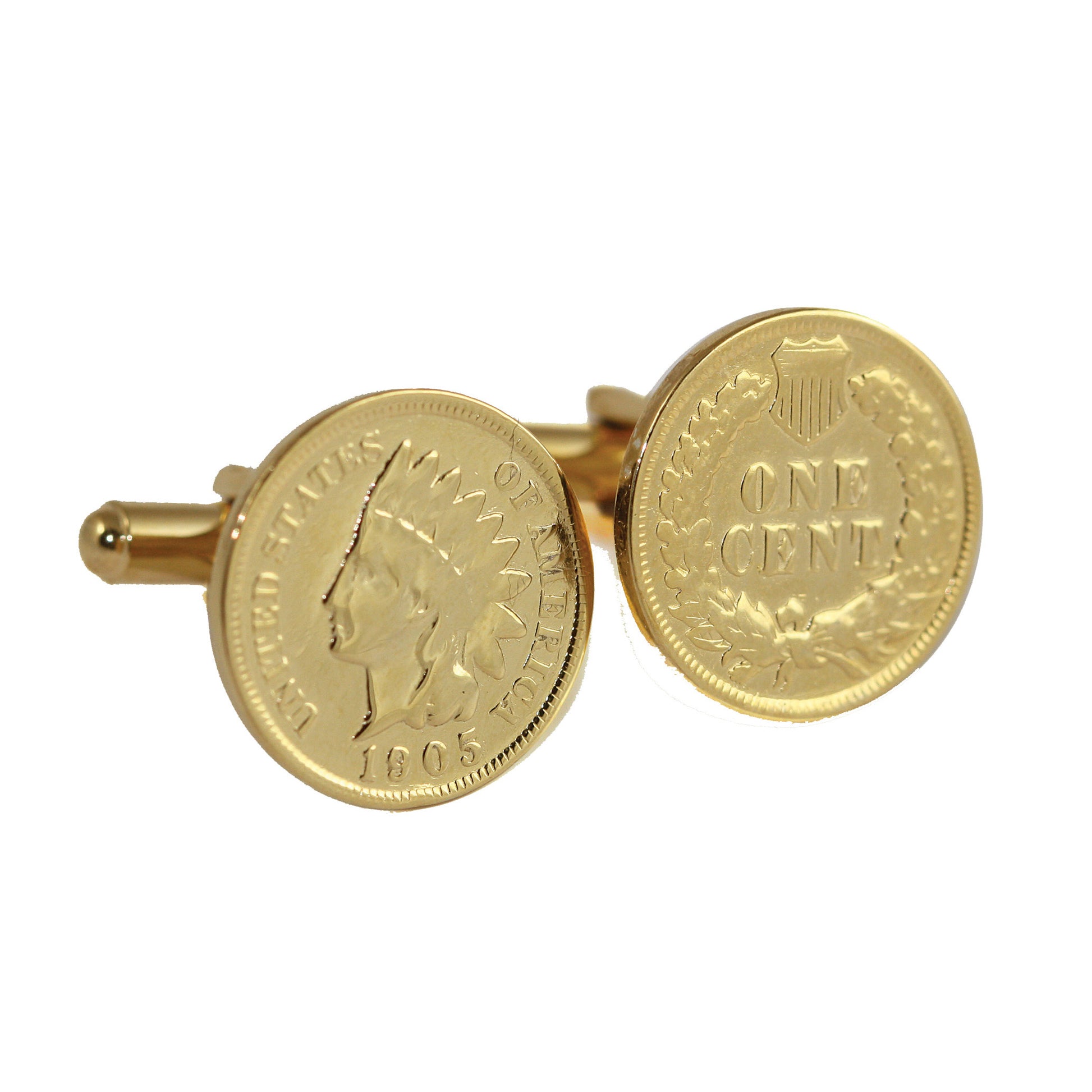 24K Gold Layered Indian Head Coin Cuff Links