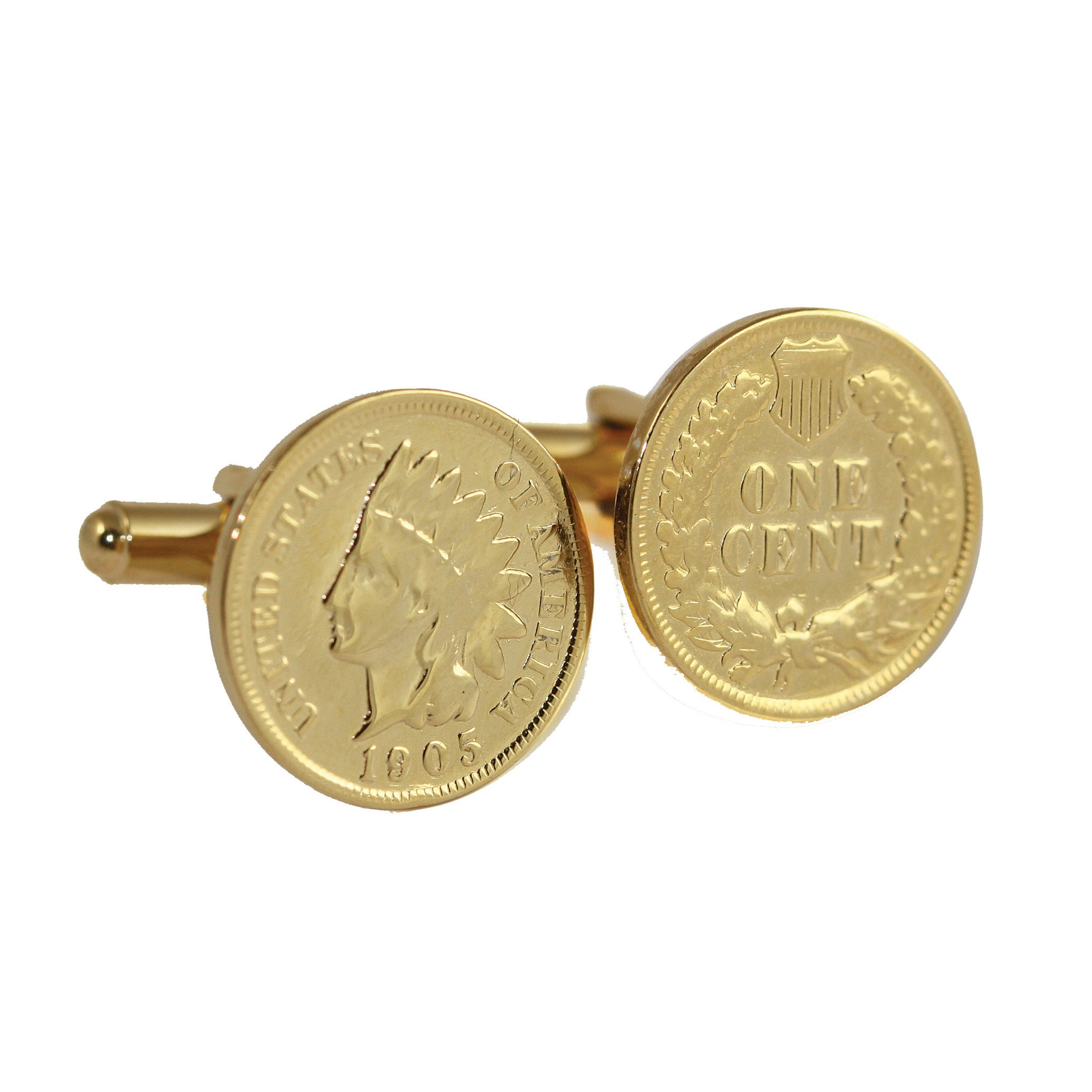 24K Gold Layered Indian Head Coin Cuff Links