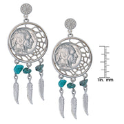 Dream Catcher Buffalo Nickel Post Coin Earrings