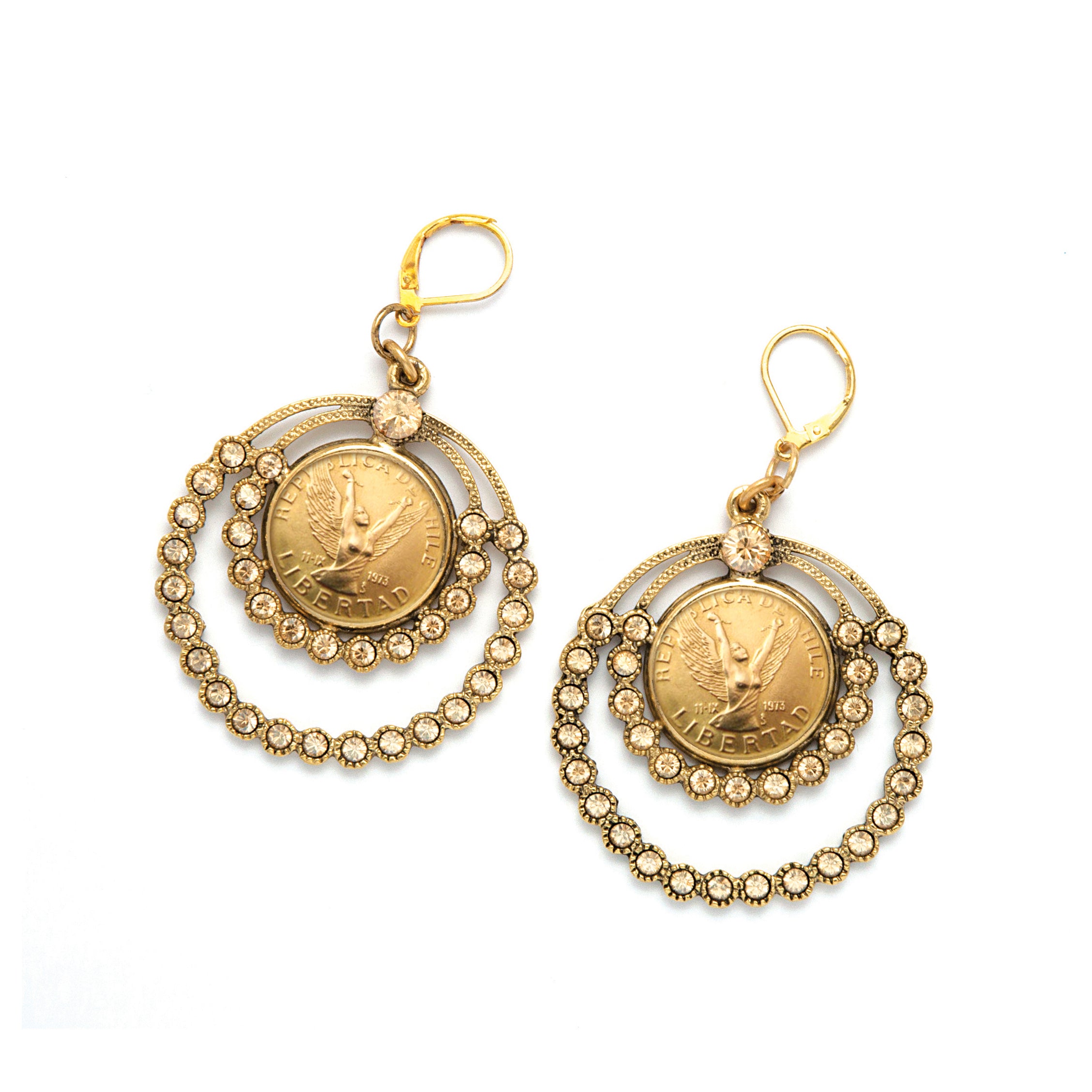 Angel Coin Crystal Chandelier Coin Earrings