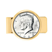 1964 First-Year-of-Issue Silver JFK Half Dollar Goldtone Coin Money Clip