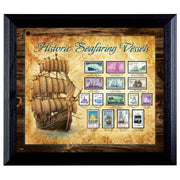 Ships on Stamps in Wall Frame