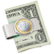 Austrian Mozart One Euro Coin Silvertone Coin Money Clip