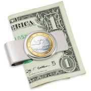 Finland Swan One Euro Coin Silvertone Coin Money Clip