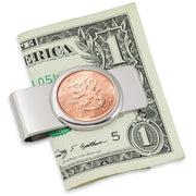 Finland Lion Five Cent Euro Coin Silvertone Coin Money Clip