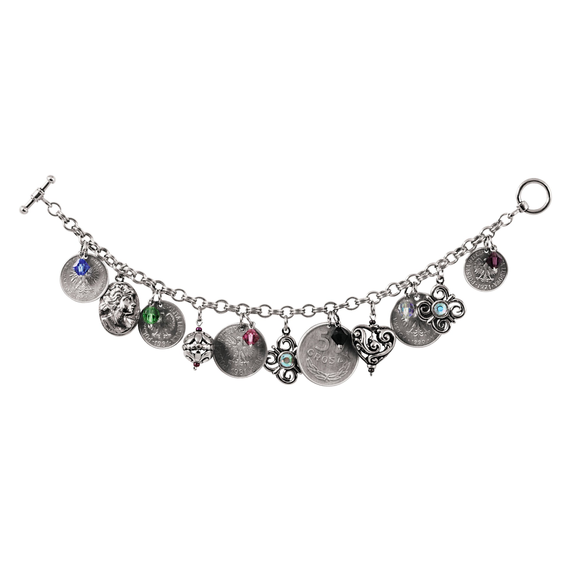 Polish Coin Charm Coin Bracelet