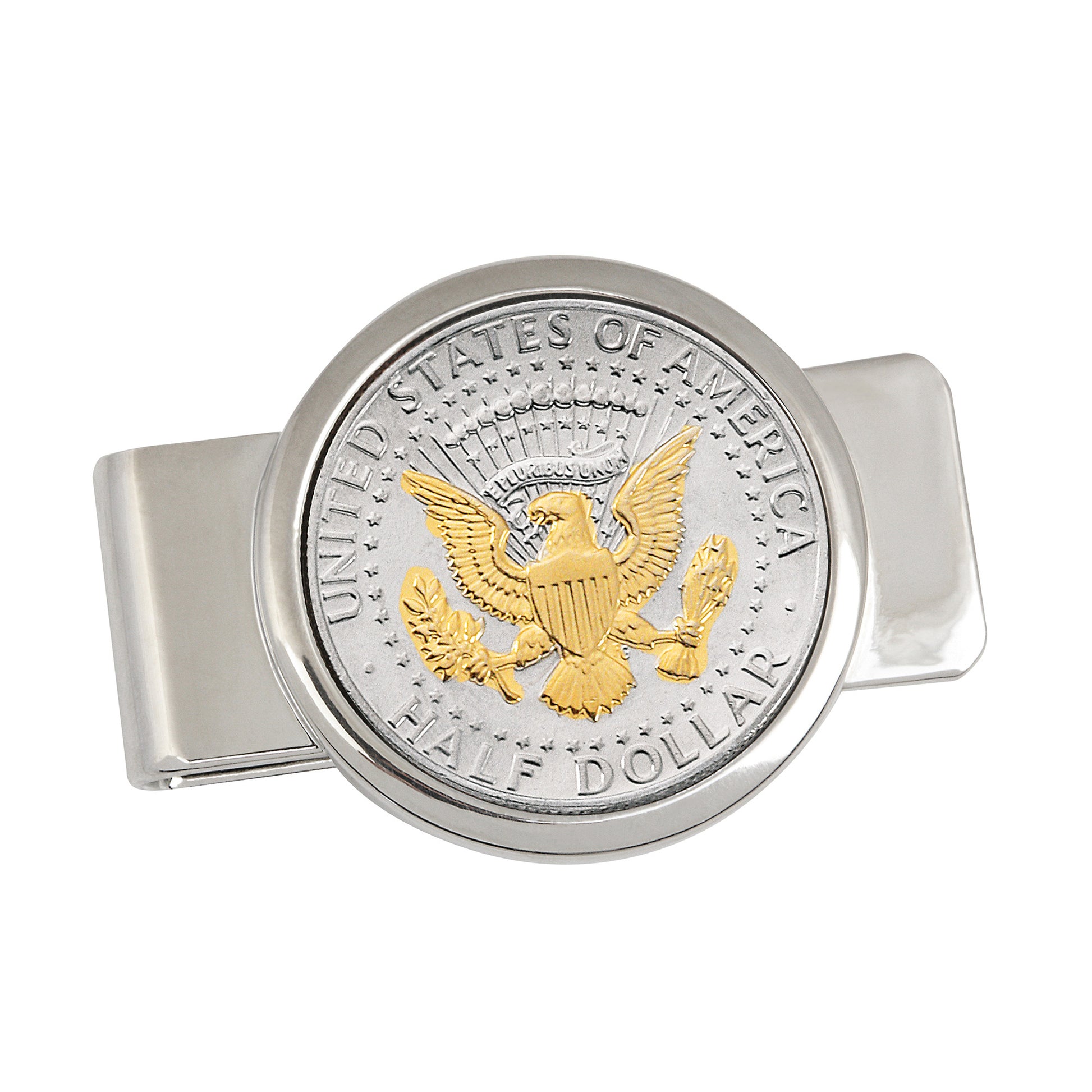 Silvertone Presidential Seal Selectively Gold Layered Coin Money Clip 