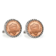Lincoln Union Shield Penny Silvertone Rope Bezel Coin Cuff Links