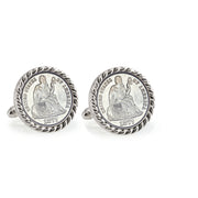 Seated Liberty Silver Dime Silvertone Rope Bezel Coin Cuff Links