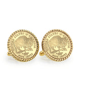 Gold-Layered 2005 Bison Nickel Goldtone Rope Bezel Coin Cuff Links