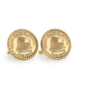 Gold-Layered 2004 Keelboat Goldtone Rope Bezel Coin Cuff Links