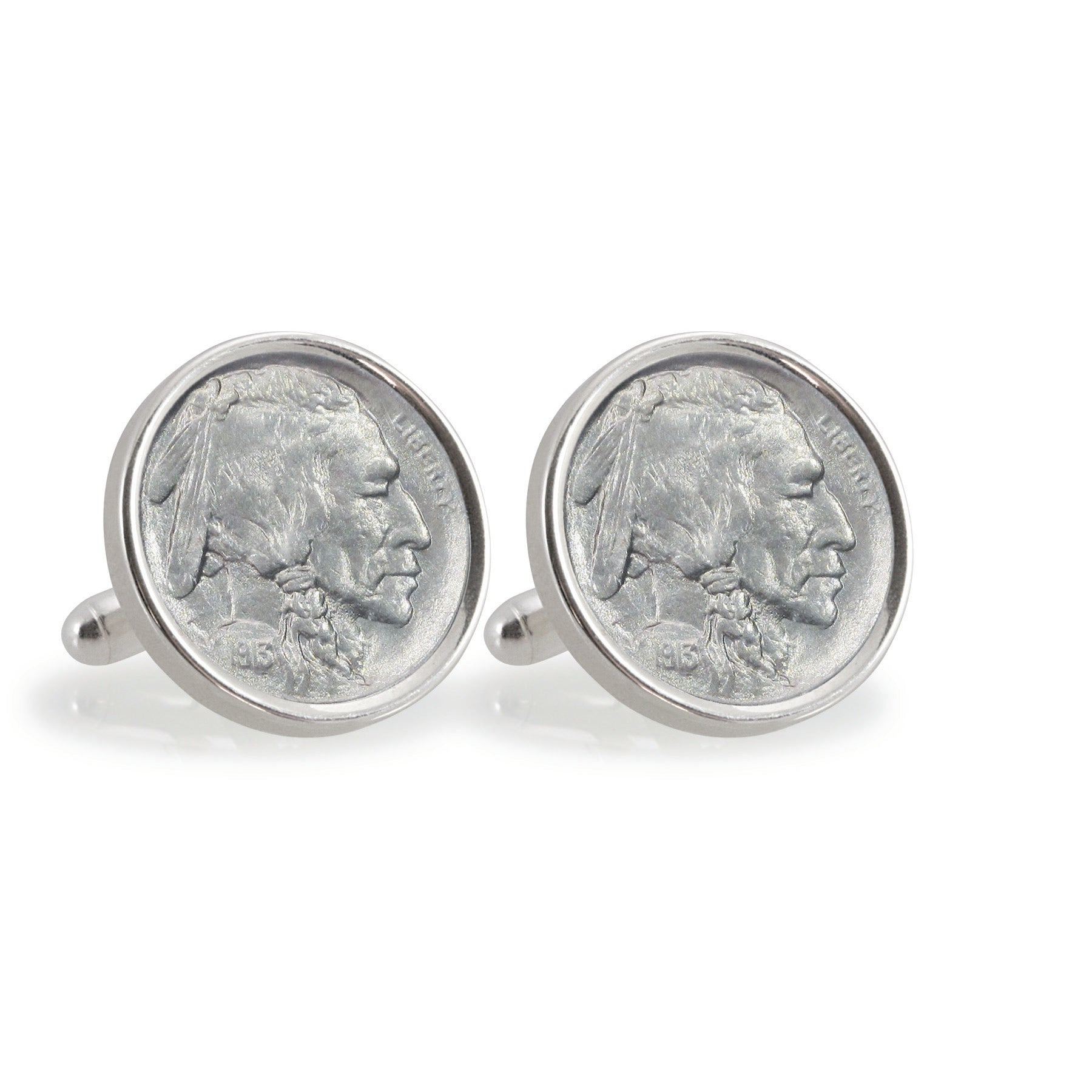 1913 First-Year-of-Issue Buffalo Nickel Sterling Silver Coin Cuff Links