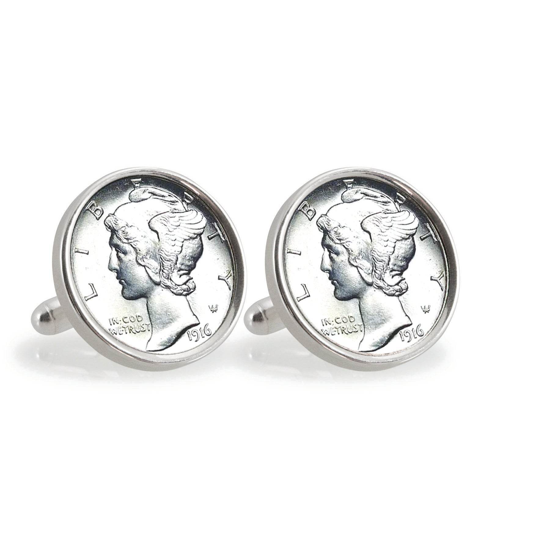 Silver Mercury Dime Sterling Silver Coin Cuff Links