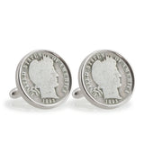 1800's Silver Barber Dime Sterling Silver Coin Cuff Links