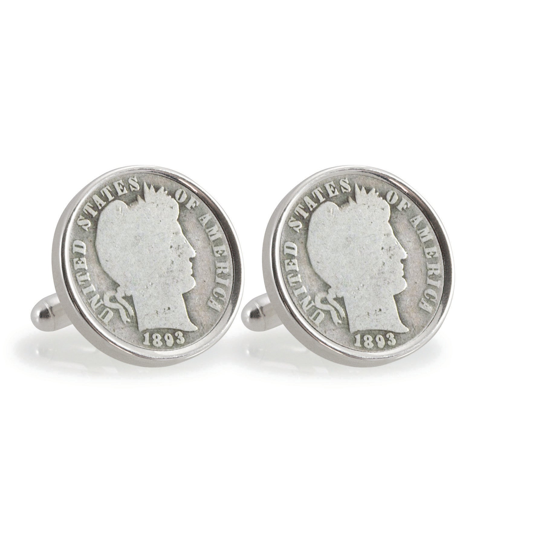 1800's Silver Barber Dime Sterling Silver Coin Cuff Links