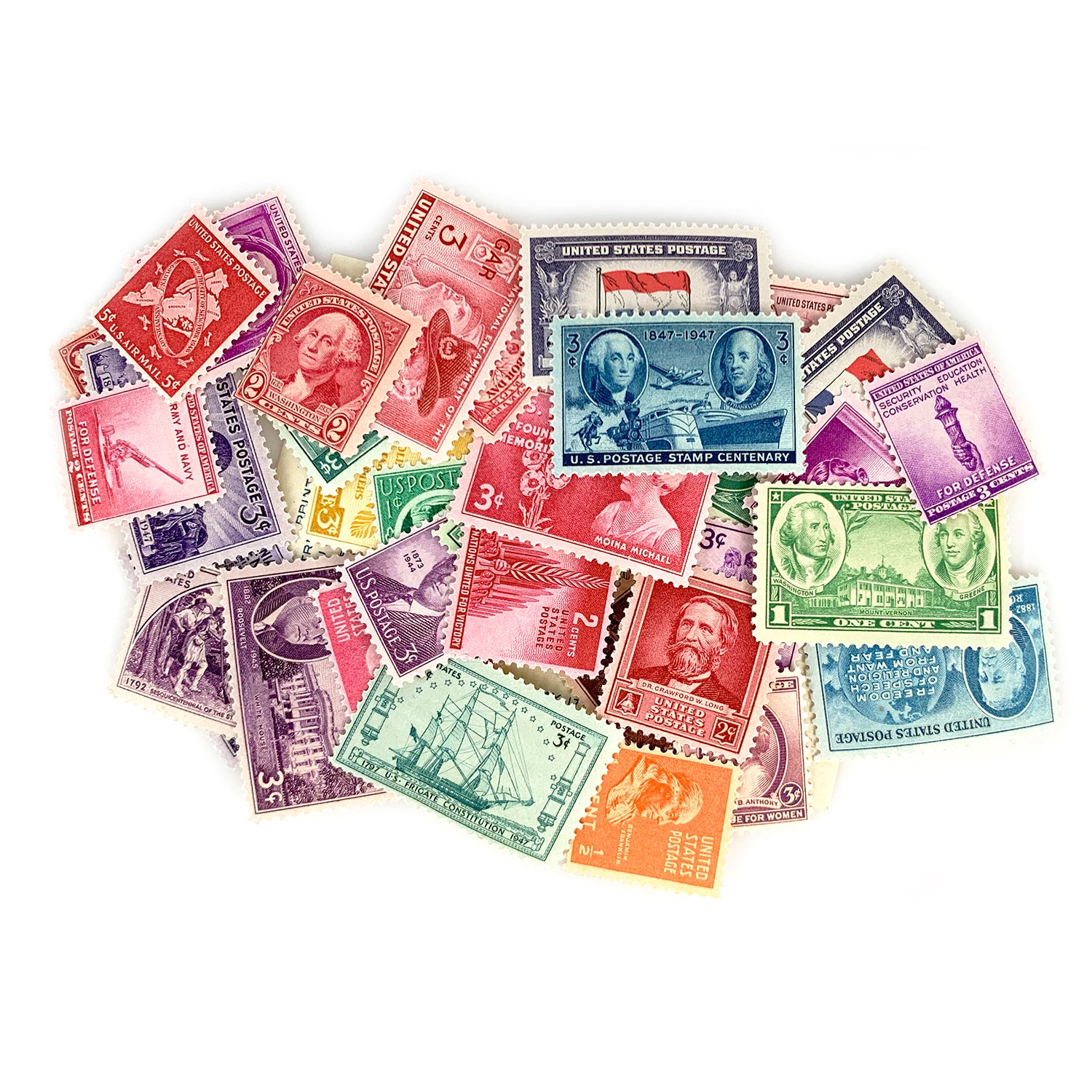 40 U.S. Postage Stamps from the 1910's, 1920's, 1930's & 1940's