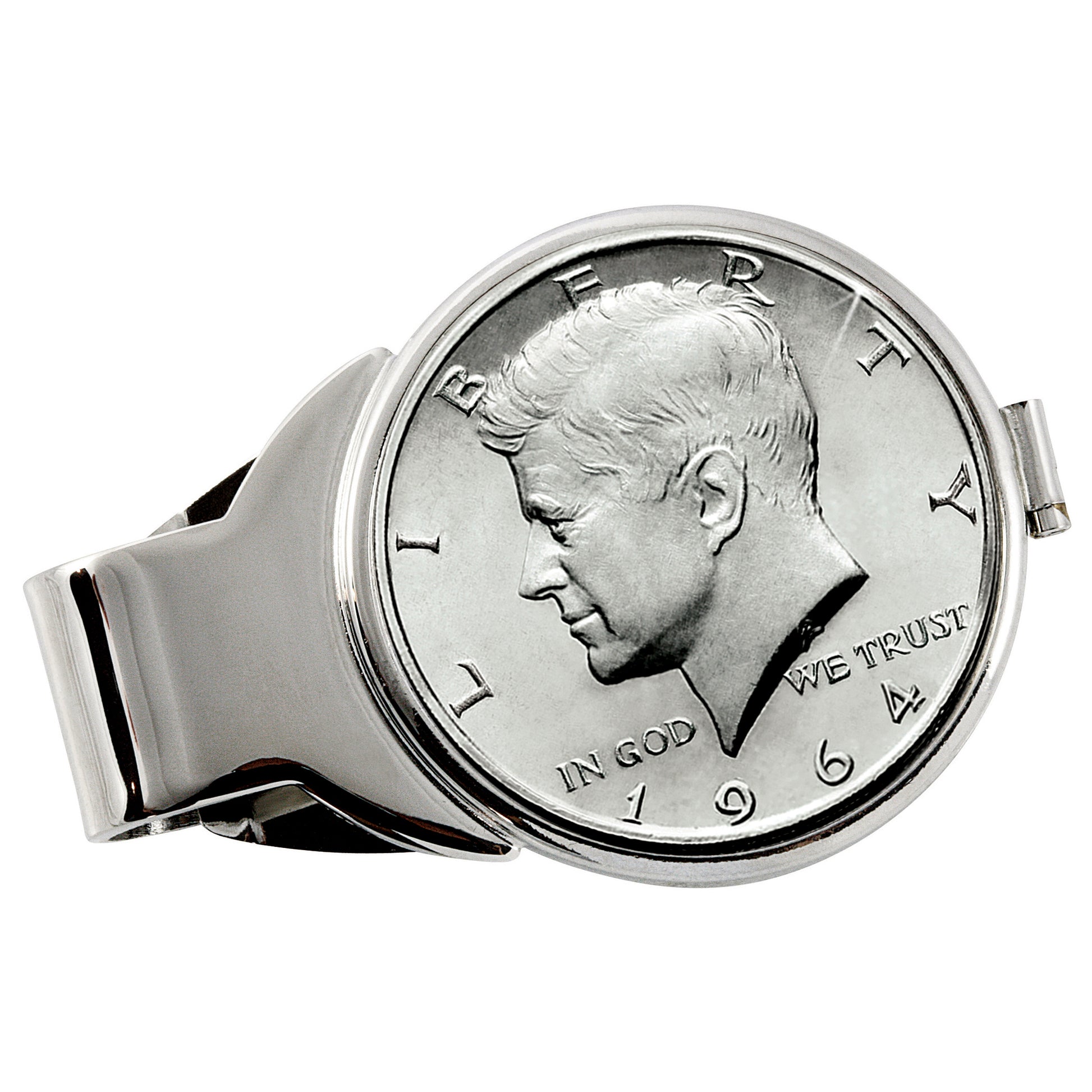 JFK 1964 First Year of Issue Half Dollar Silvertone Coin Money Clip