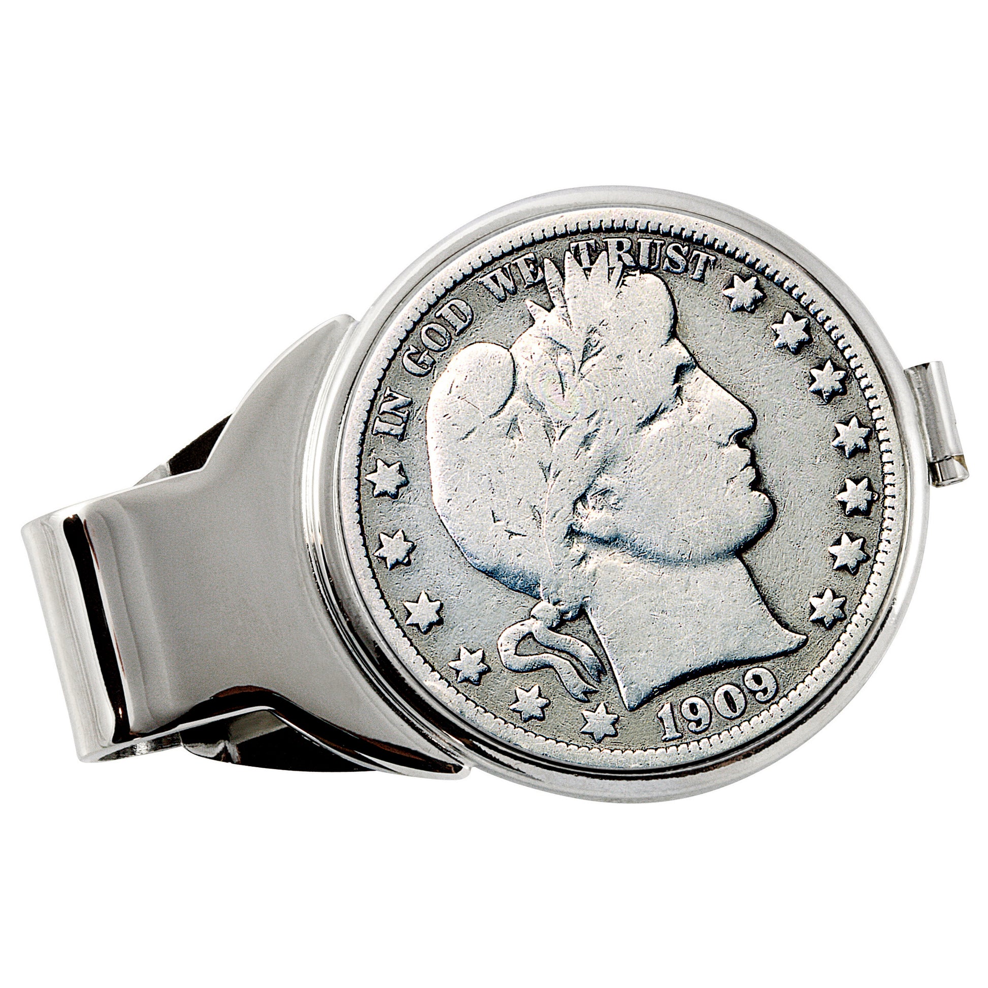 Silver Barber Half Dollar Silvertone Coin Money Clip