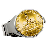 Gold-Layered JFK Bicentennial Half Dollar Silvertone Coin Money Clip