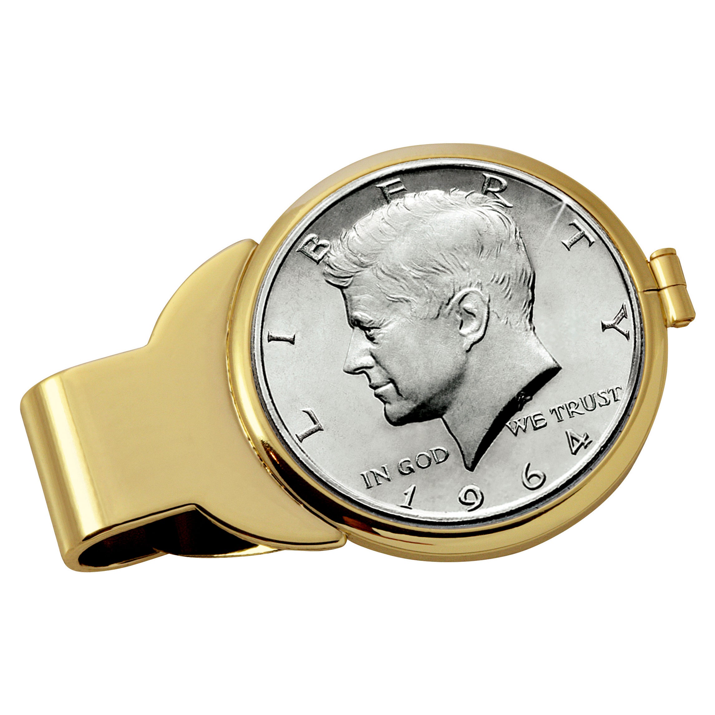 JFK 1964 First Year of Issue Half Dollar Goldtone Coin Money Clip