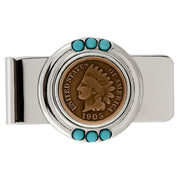 Indian Head Penny Turquoise Coin Money Clip