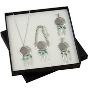 Buffalo Nickel Dreamcatcher Necklace, Coin Bracelet and Coin Earrings Boxed Gift Set