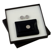 Buffalo Nickel Coin Cuff Links and Black Leather Wallet Style Coin Money Clip Boxed Gift Set