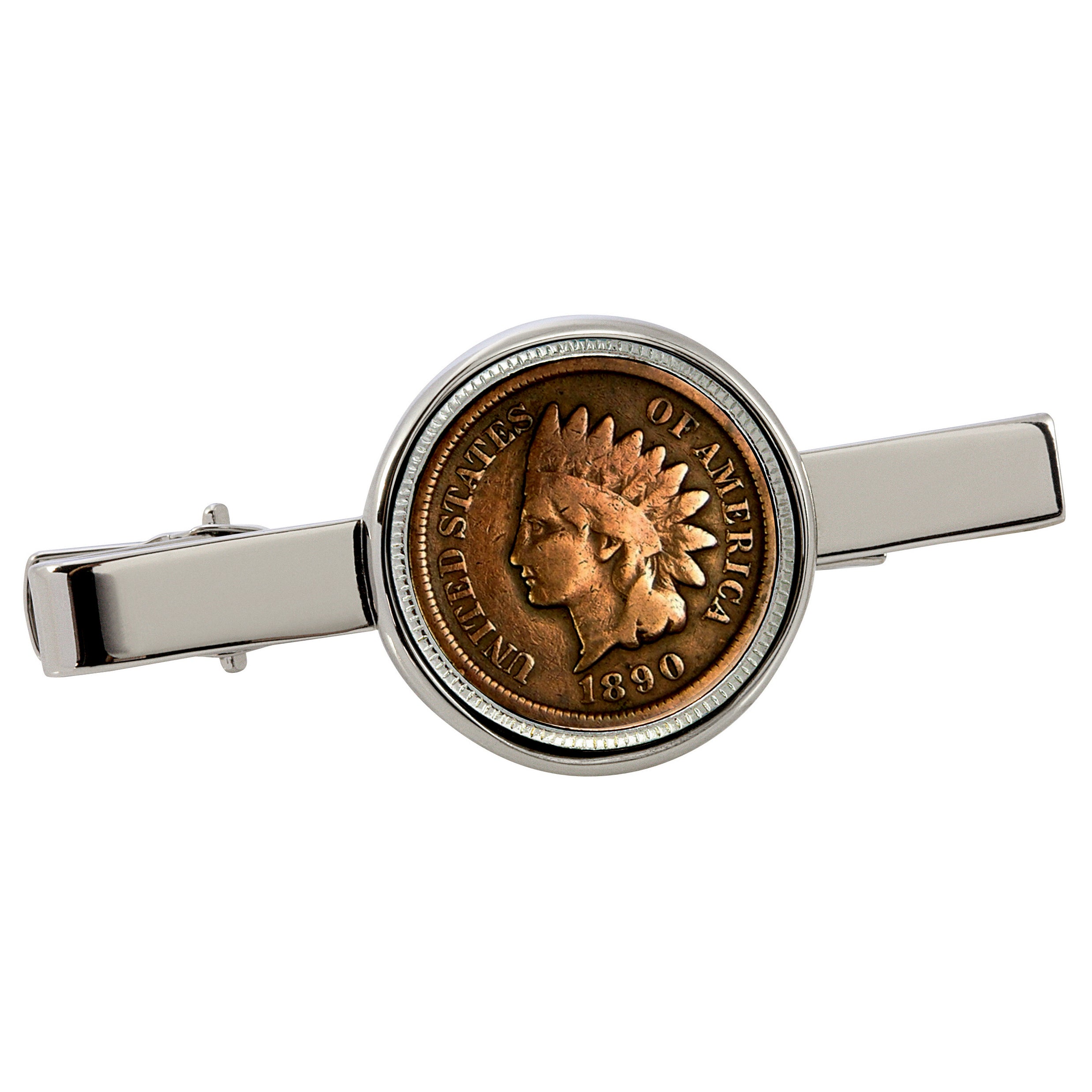 1800's Indian Penny Silvertone Tie Clip