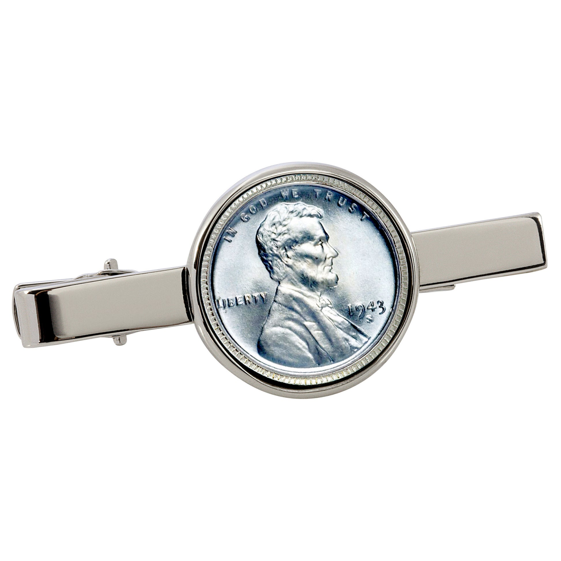 1943 Lincoln Steel Penny Silvertone Tie Clip