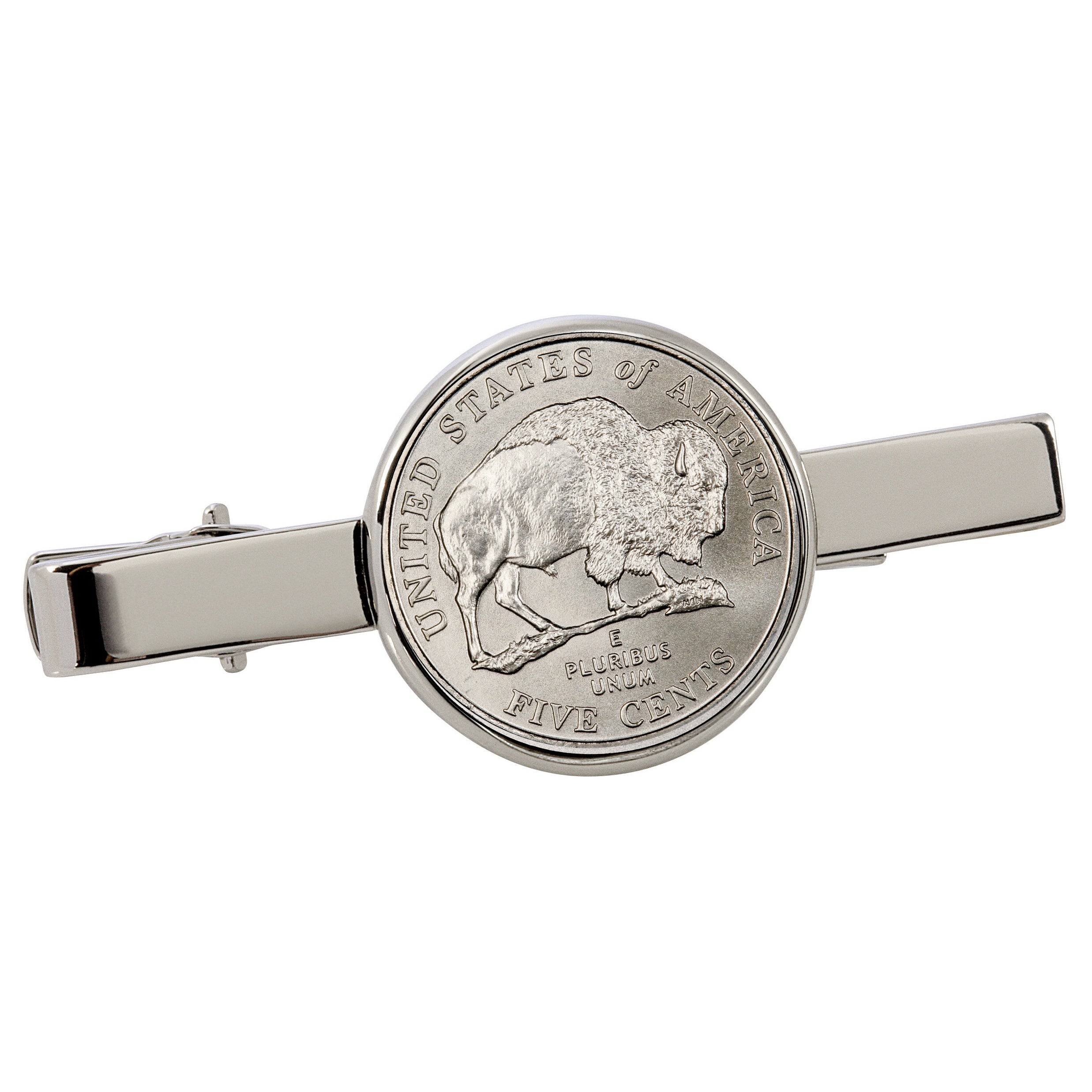 Westward Journey Bison Nickel Silvertone Tie Clip