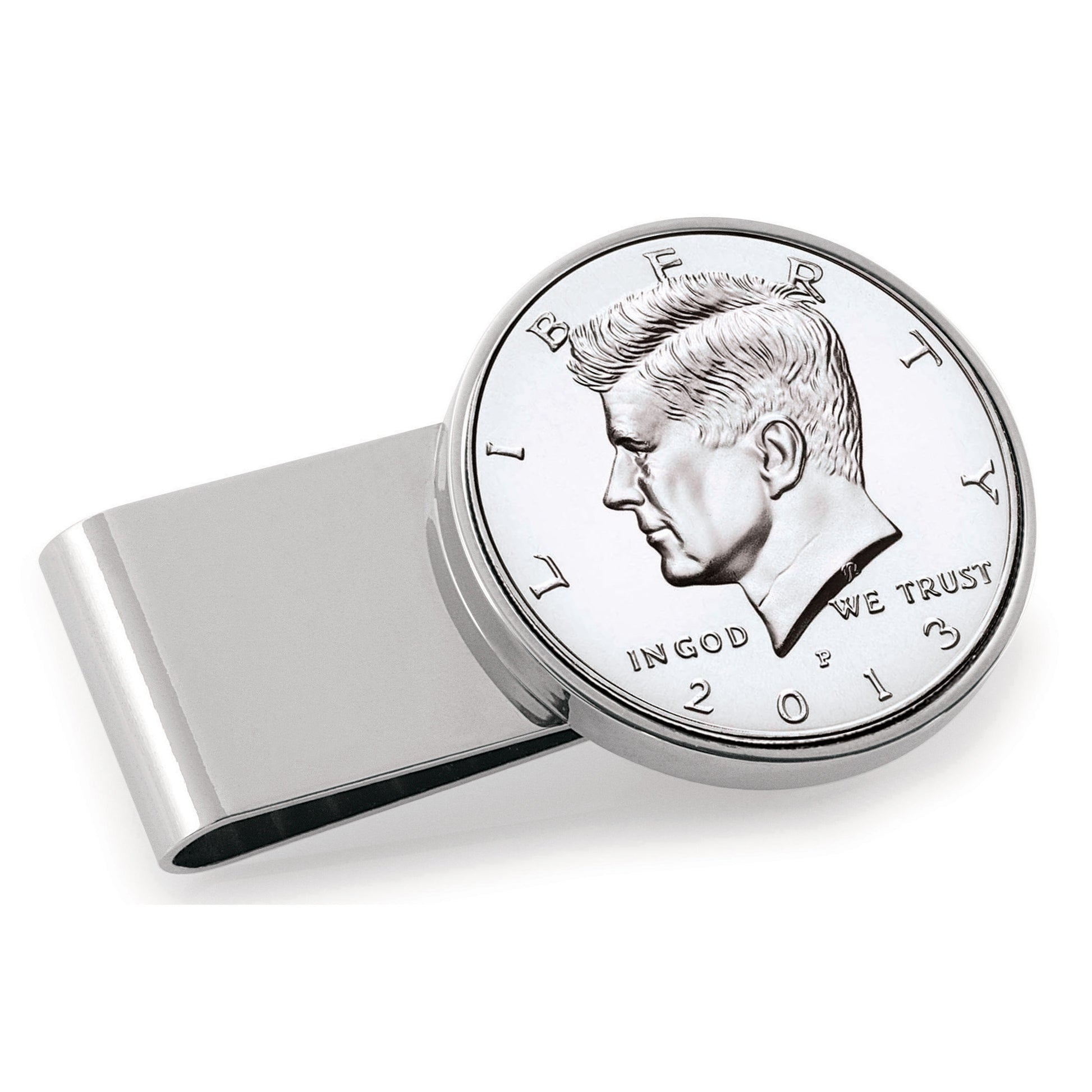 JFK Half Dollar Stainless Steel Silvertone Coin Money Clip