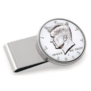 Proof JFK Half Dollar Stainless Steel Silvertone Coin Money Clip