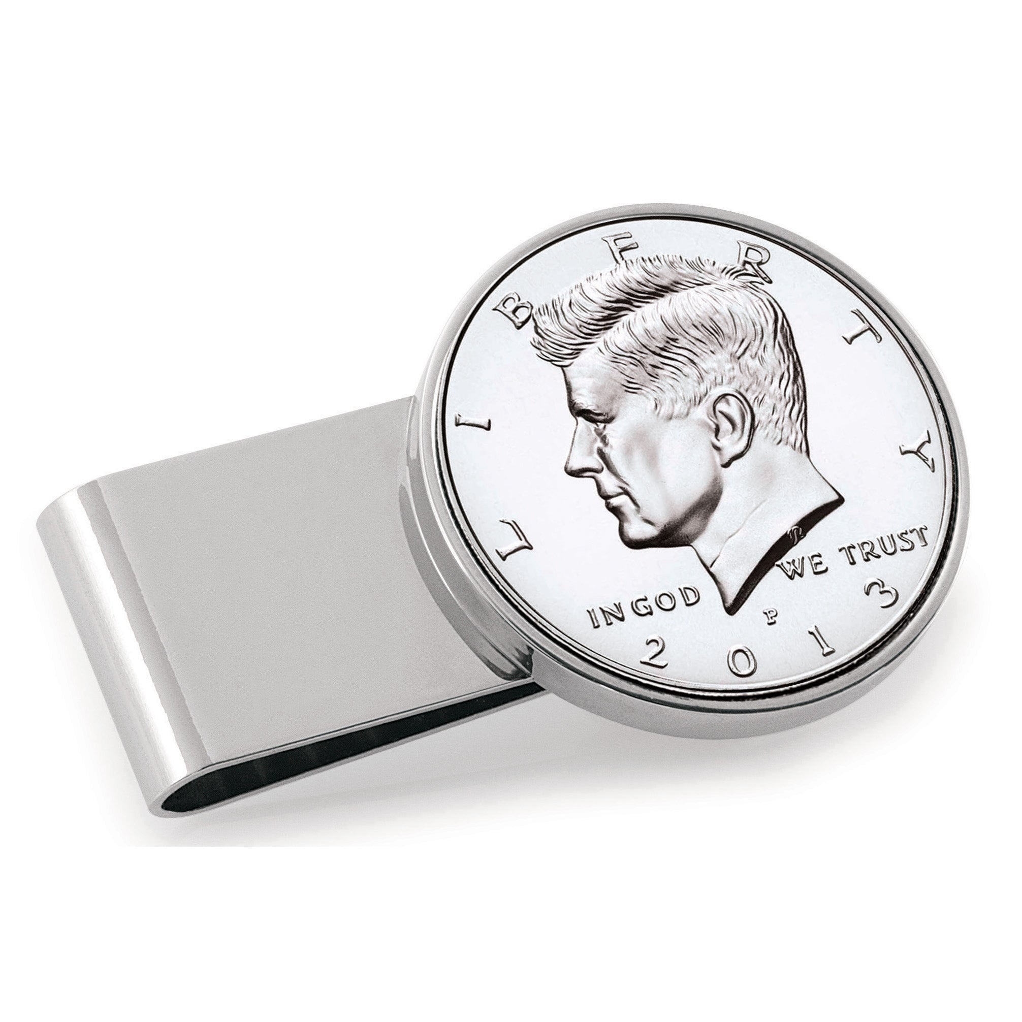 Proof JFK Half Dollar Stainless Steel Silvertone Coin Money Clip