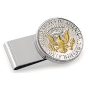 Selectively Gold-Layered Presidential Seal JFK Half Dollar Stainless Steel Silvertone Coin Money Clip