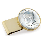 JFK Half Dollar Stainless Steel Goldtone Coin Money Clip