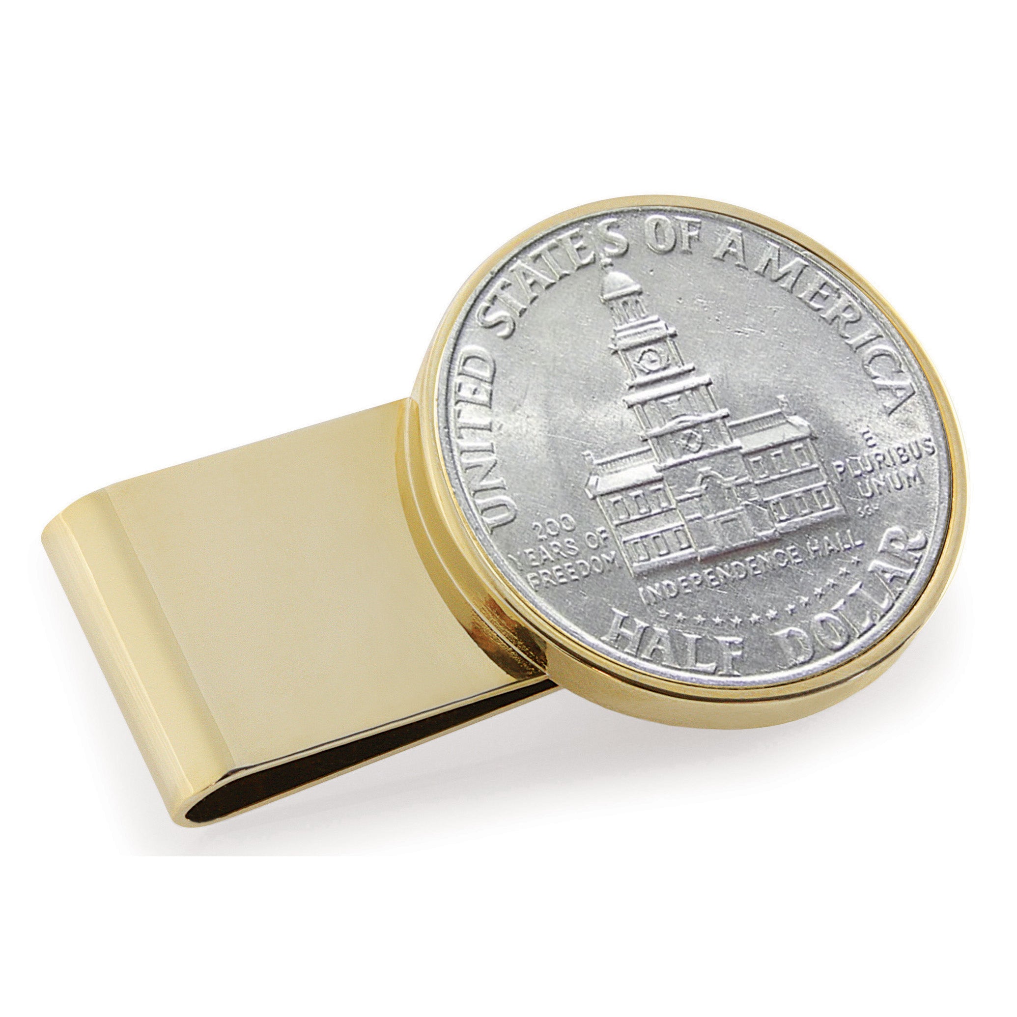 JFK Bicentennial Half Dollar Stainless Steel Goldtone Coin Money Clip ...