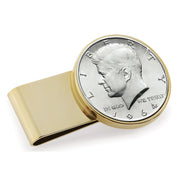 JFK 1964 First Year of Issue Half Dollar Stainless Steel Goldtone Coin Money Clip