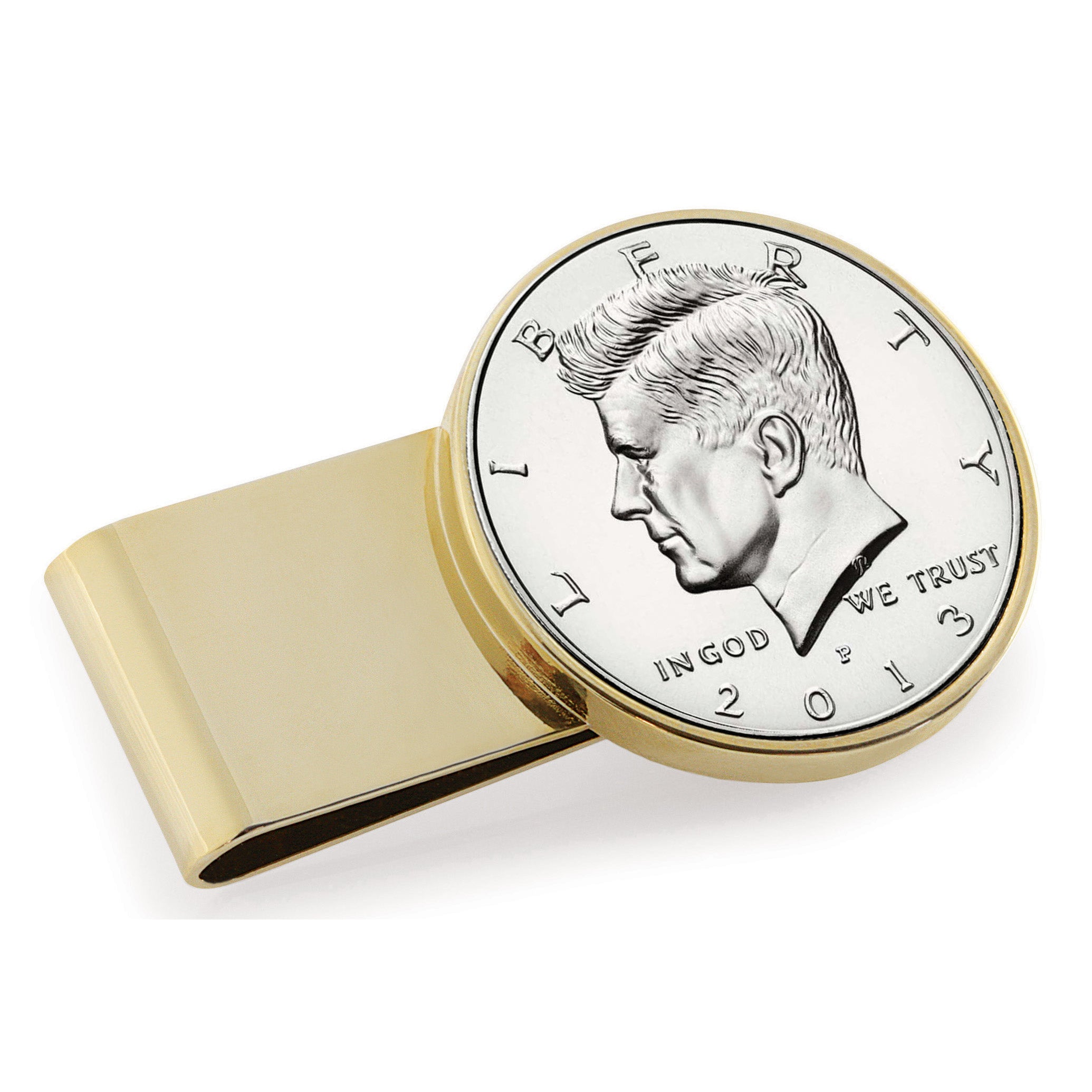 Proof JFK Half Dollar Stainless Steel Goldtone Coin Money Clip