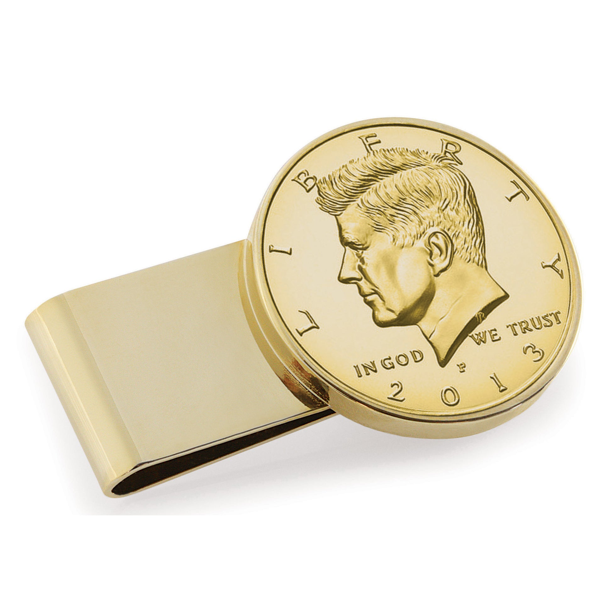 Gold-Layered JFK Half Dollar Stainless Steel Goldtone Coin Money Clip