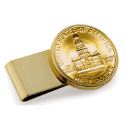 Gold-Layered JFK Bicentennial Half Dollar Stainless Steel Goldtone Coin Money Clip