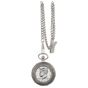 Proof JFK Half Dollar Silvertone Train Coin Pocket Watch