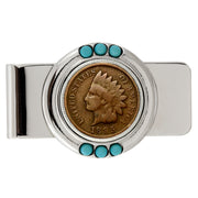 1800's Indian Penny Turquoise Coin Money Clip